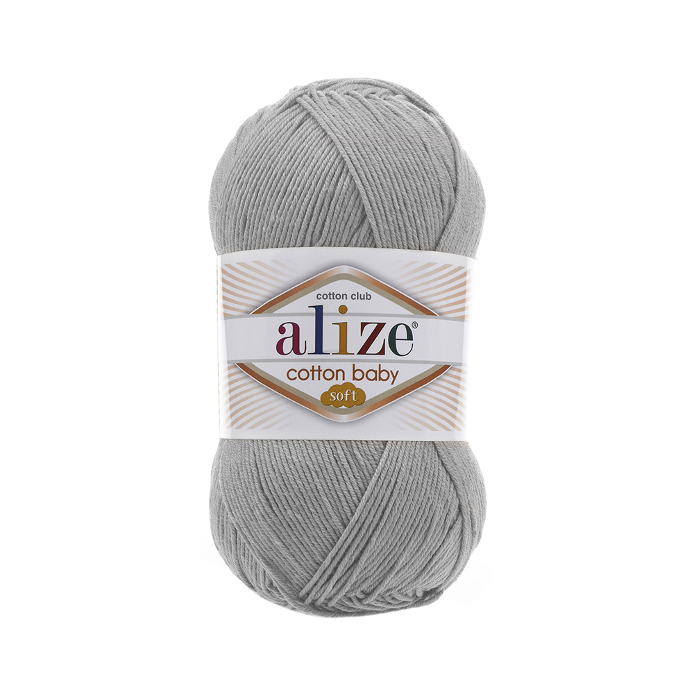 Пряжа Alize Cotton Baby Soft 50% хлопок, 50% акрил 100 г 270 м 200 светло-серый Фото 1.