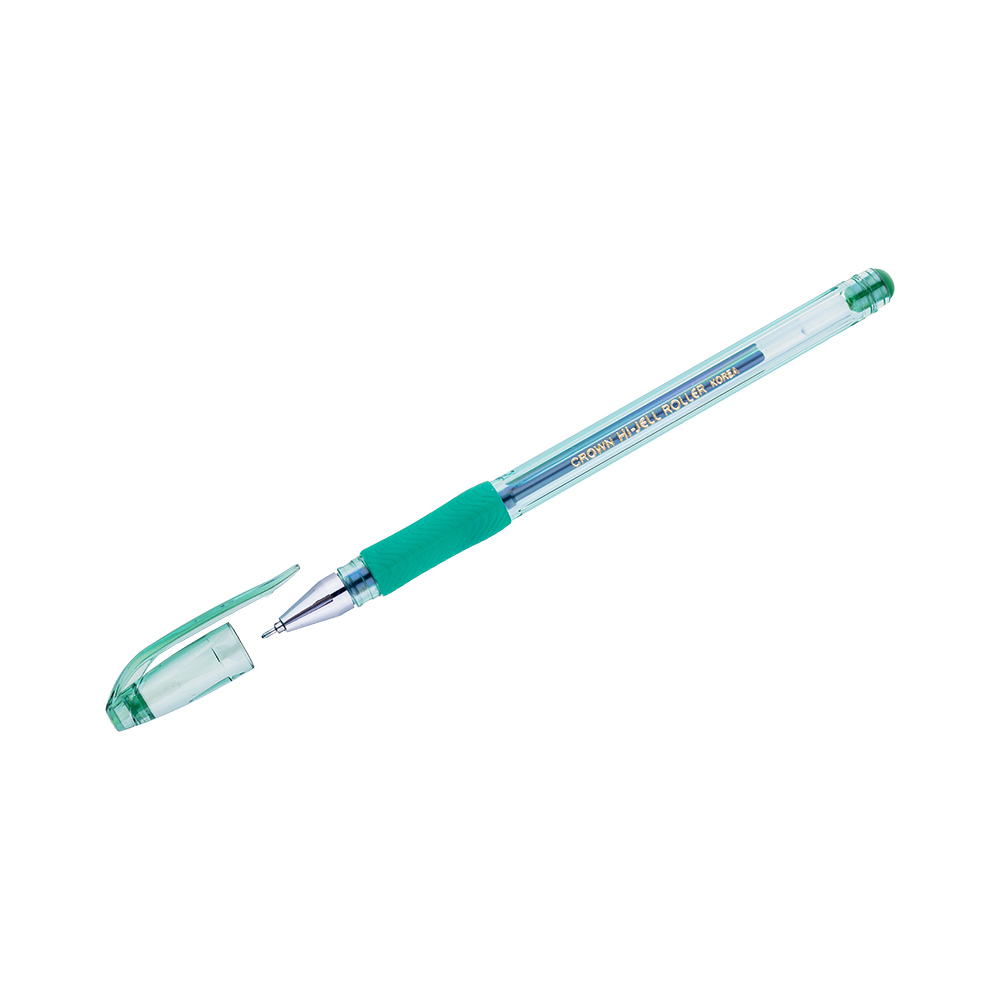 CROWN Ручка гелевая Hi-Jell Needle Grip, игольчатый стержень HJR-500RNB 0.7 мм HJR-500RNB цвет чернил: зелёный Фото 1.