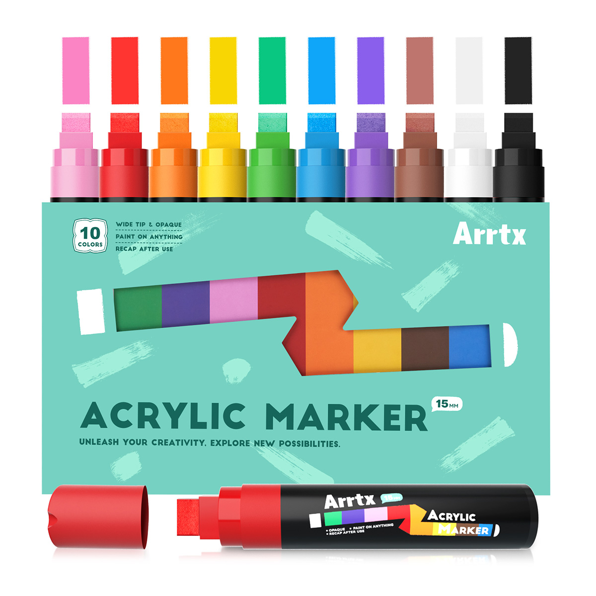 "Arrtx" Набор акриловых маркеров для граффити 15 мм 10 цв. перо ...