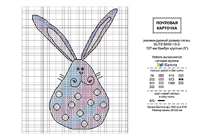 Схема для вышивания Открытка PANNA 112019 Кролик Фото 1.