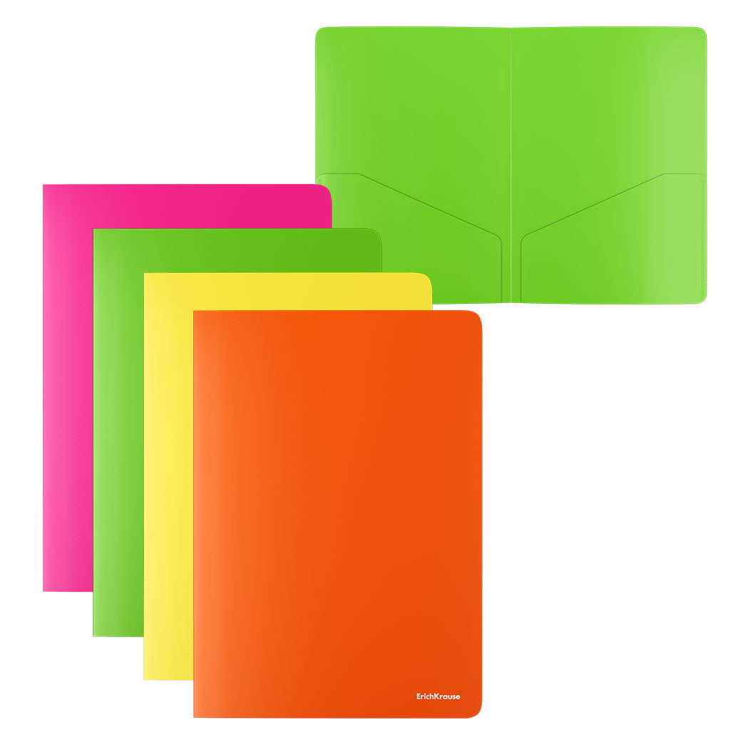 "ErichKrause" Папка-уголок с 2 карманами Glossy Neon A4 ( 24х33х19.5 см ...