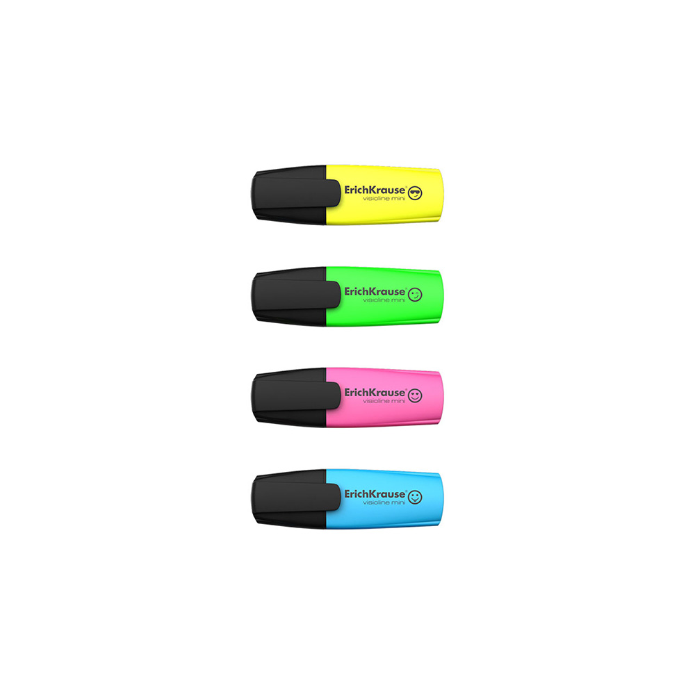 ErichKrause Набор текстмаркеров Visioline Mini 4 цв. 4 шт. 42757 цвет чернил: желтый, зеленый, розовый, голубой Фото 3.