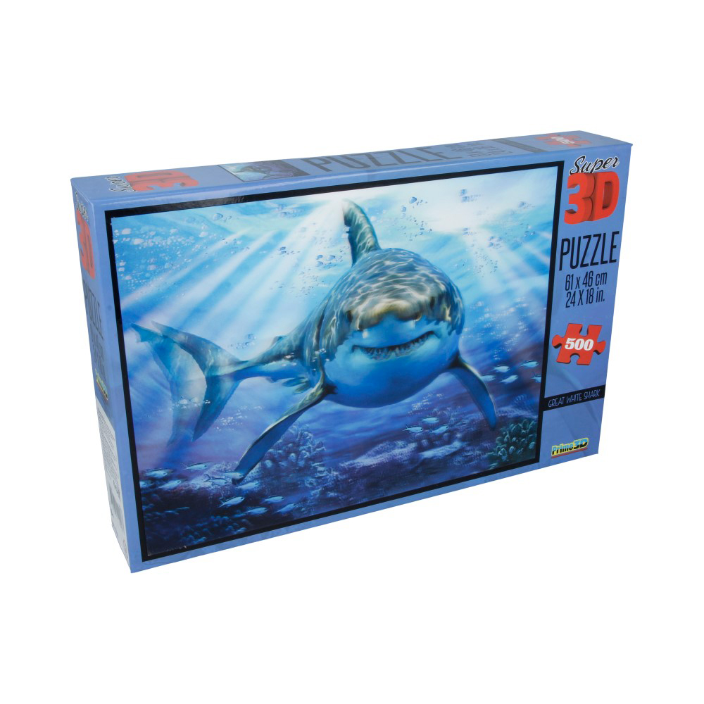 Prime 3D Пазл Super 3D 500 элемент. 10048 «Большая белая акула» лиц. Howard Robinson Фото 1.
