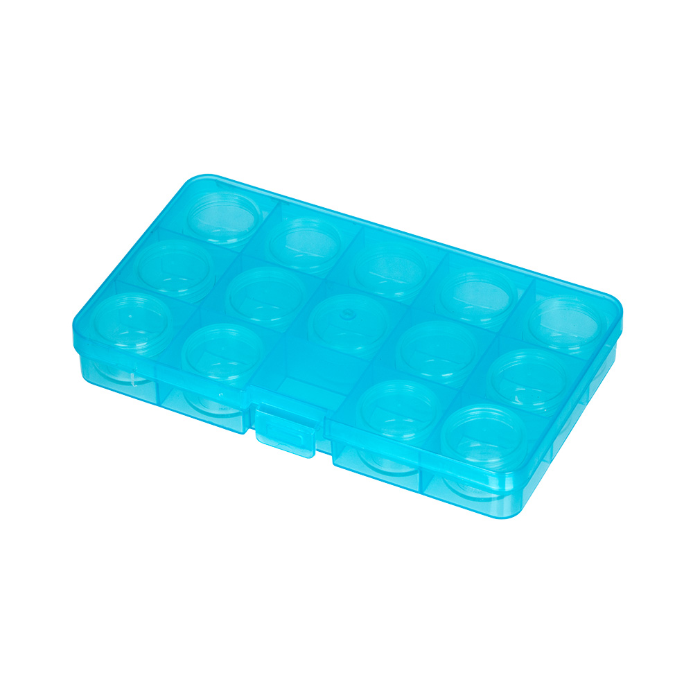 Gamma Коробка пластик для шв. принадл. OM-042-110 пластик 17.7 x 10.2 x 2.3 см голубой\прозрачный Фото 1.