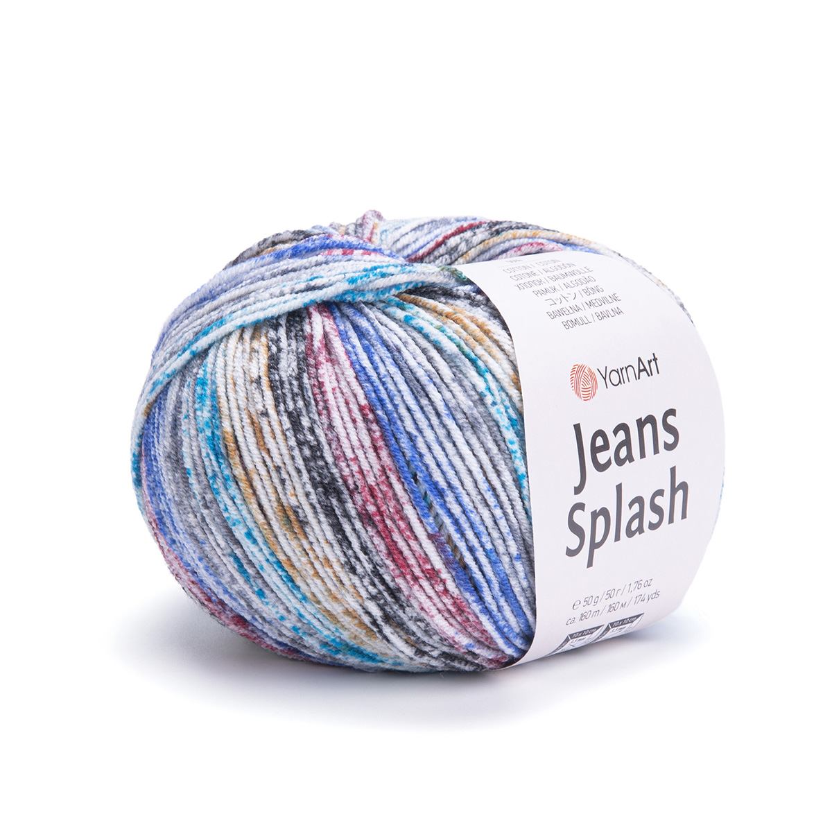 Пряжа YarnArt Jeans Splash 55% хлопок, 45% акрил 50 г 160 м 942 сине-красно-черный Фото 1.