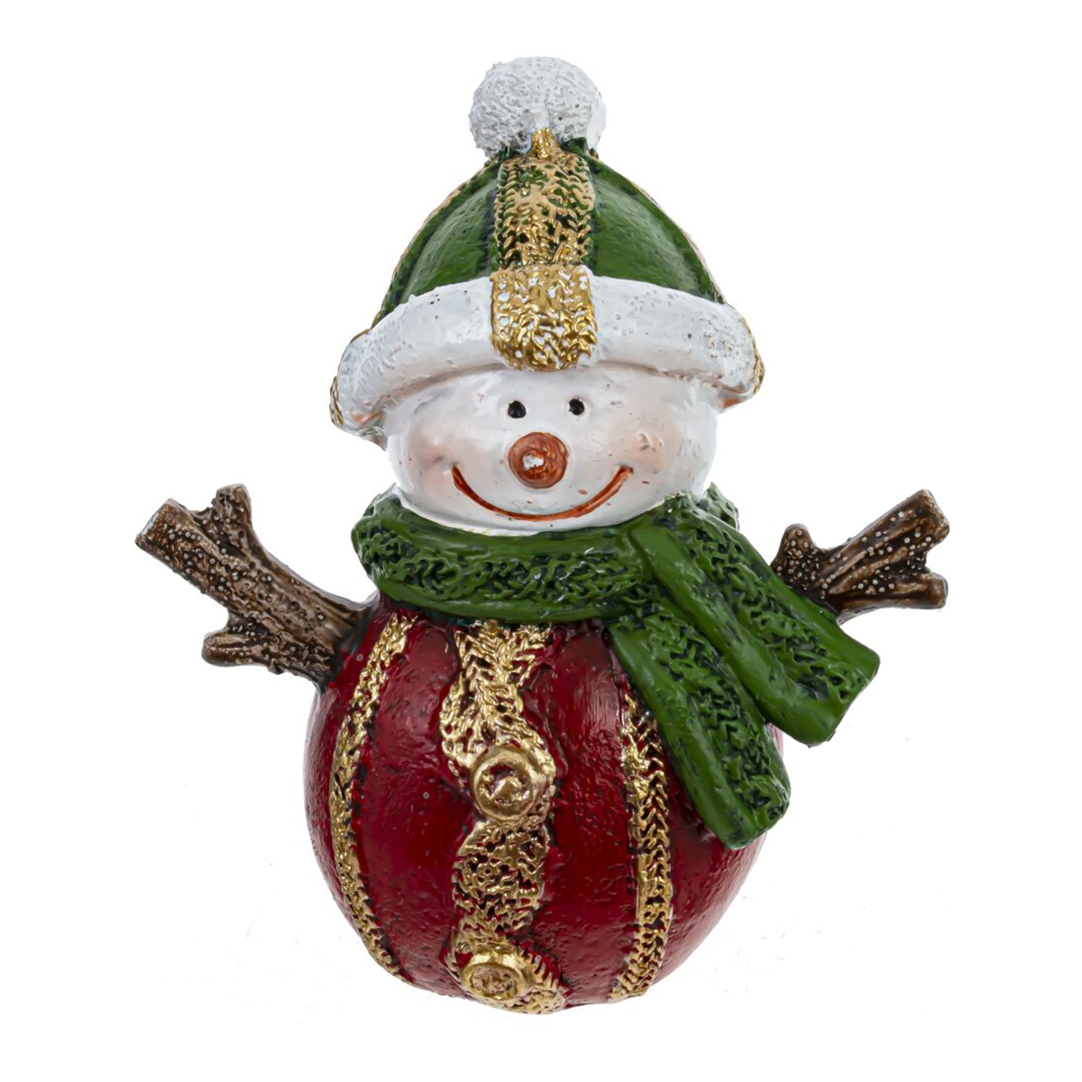 812588 Фигурка декоративная Снеговик 8 х 4 х 8.5 см Зеленый, Красный Фото 2.