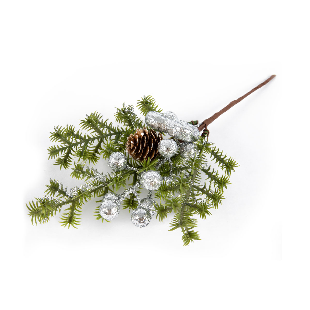 Blumentag VDF-133 Веточка хвойная с шишкой и ягодами 1 шт. 30 см 01 Фото 2.