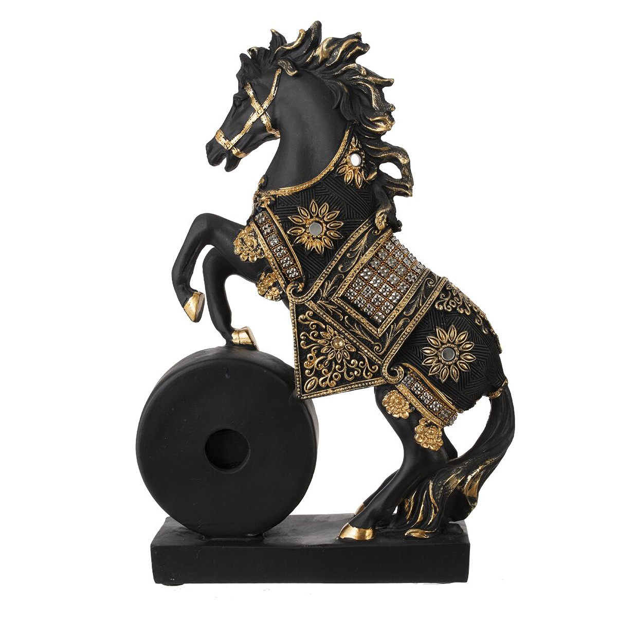 824464 Фигурка декоративная Лошадь с часами 15 х 5 х 22 см Черный Фото 2.