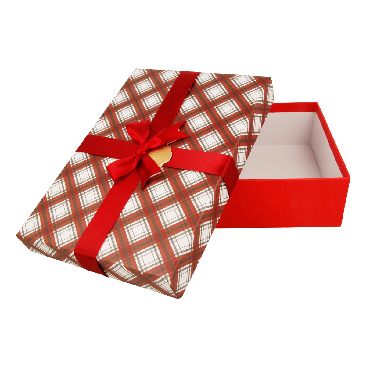 YINGPIN Коробка подарочная №01002 24 х 17 х 6.5 см с бантом и графическим рисунком клетка NO-91306-L13/14/19(3) Фото 5.