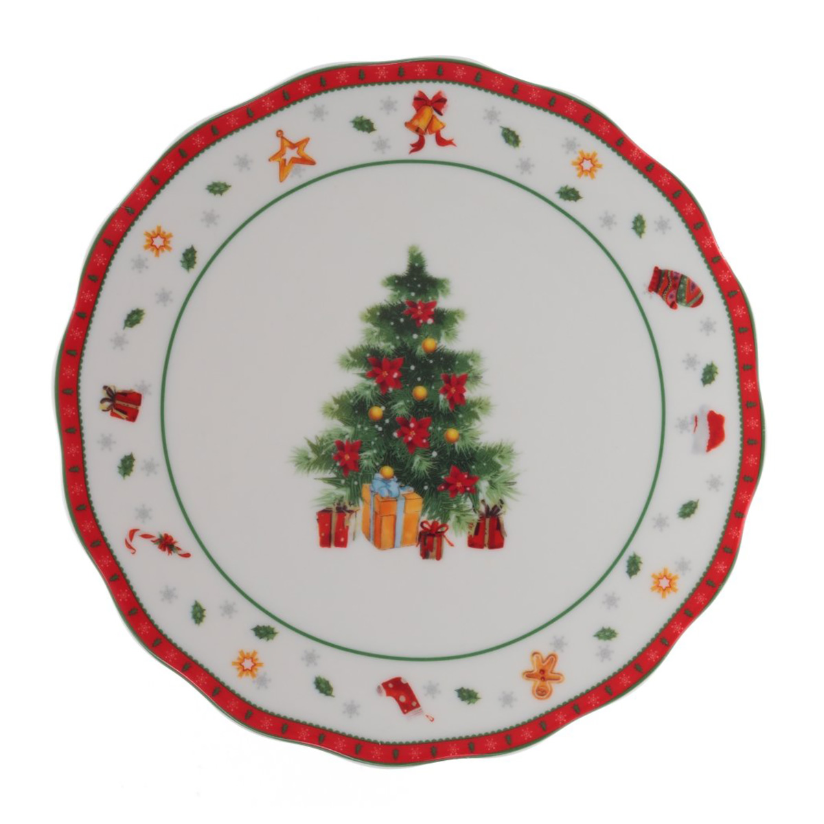 Посуда фарфоровая 764341 Подставка для торта d 20 см Зеленый, Красный Фото 2.