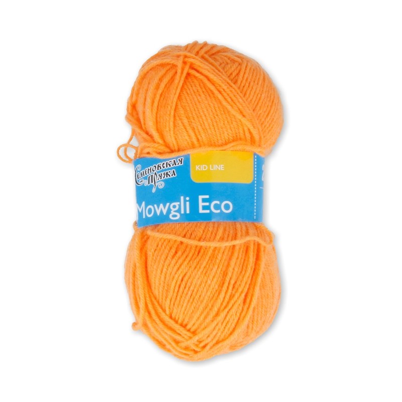 Пряжа Семеновская  МШФ Mowgli Eco (МауглиЭко) 90% акрил, 10% капрон 50 г 200 м 0655 ; ярк.оранжевый Фото 1.