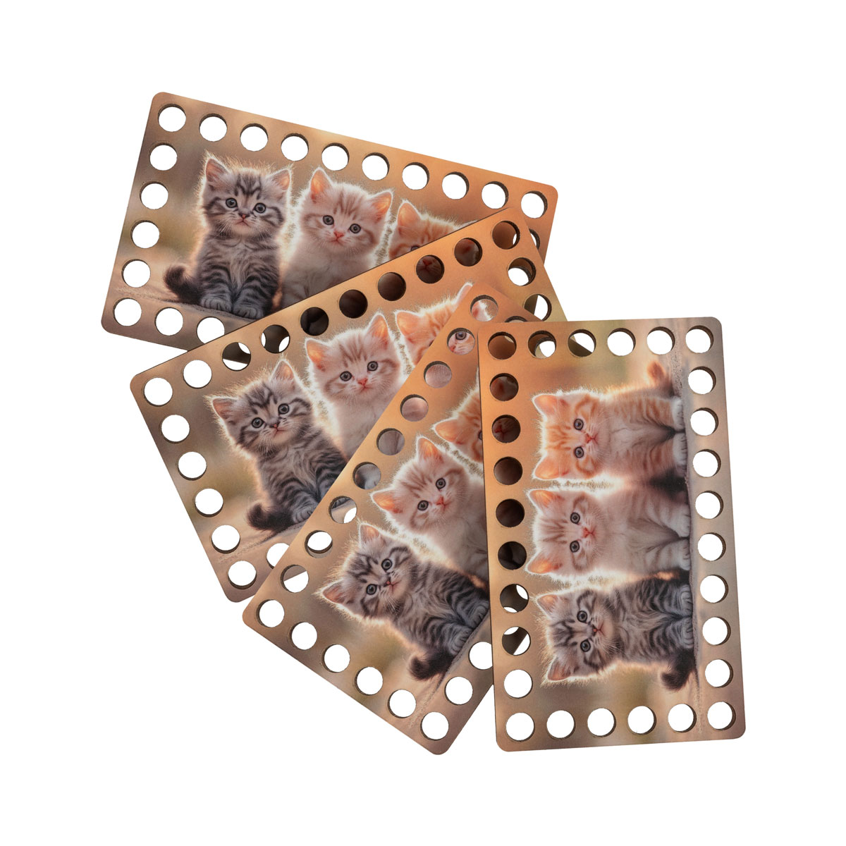 Заготовка для декорирования Love2art ДВ-04 Набор донышек для вязания Матовый фанера 12 х 7 х 0.4 см 4 шт 04 Котята Фото 3.