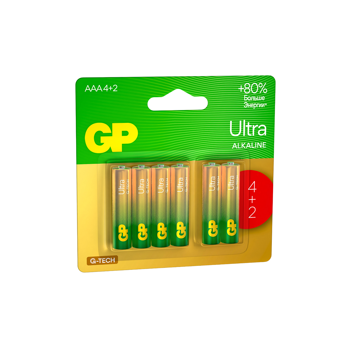 GP Алкалиновые батарейки GP Ultra Alkaline G-Tech 24А 6 шт GP 24AUA214/2-2CRSBC6 72/720 Фото 1.