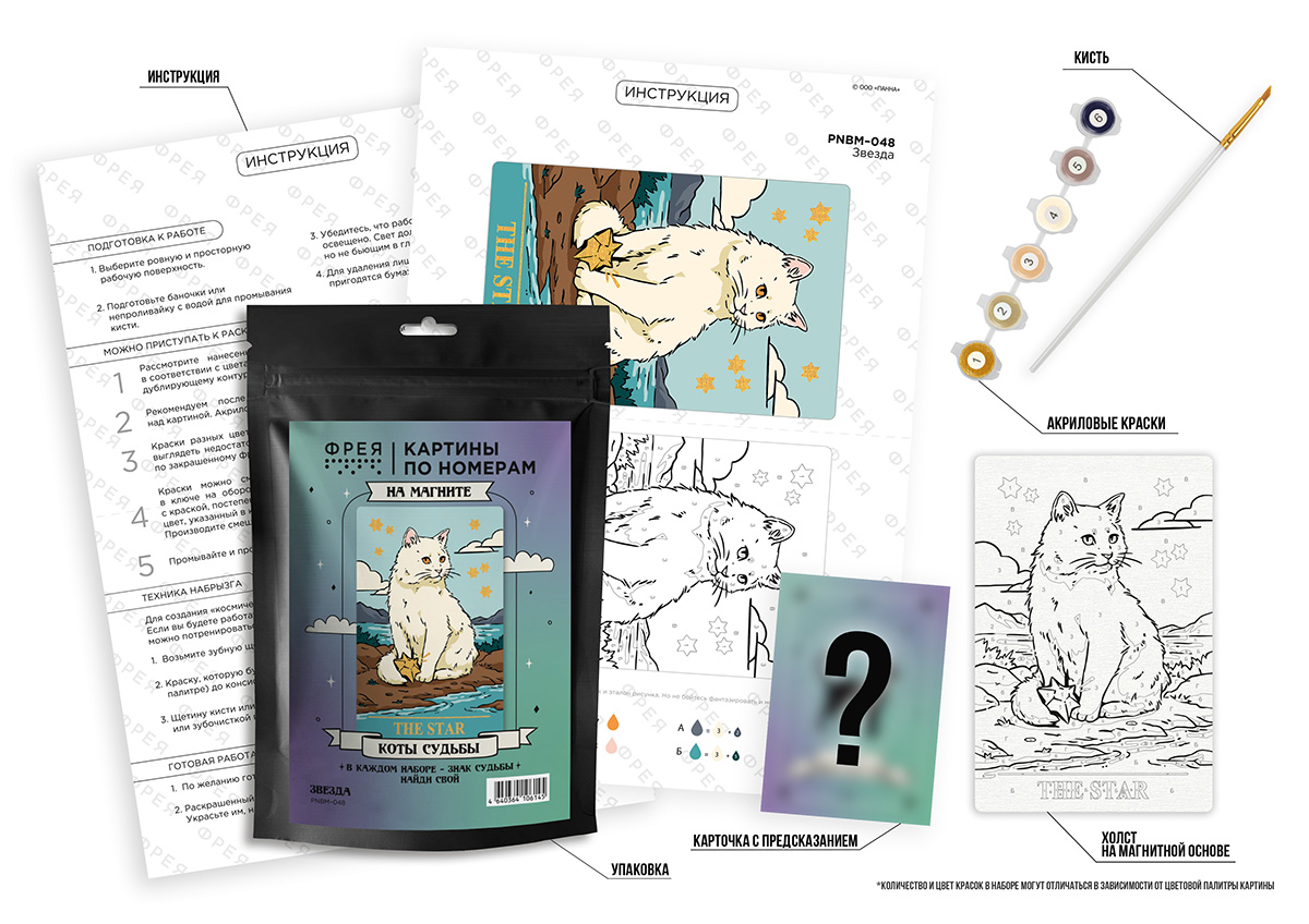 ФРЕЯ PNBM-048 Набор для раскрашивания по номерам (на магните) ( с краской-металлик ) 15 х 10 см Звезда Фото 3.