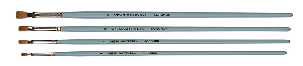 Кисть колонок VISTA-ARTISTA 20132-04 плоская длинная ручка №04 Фото 3.