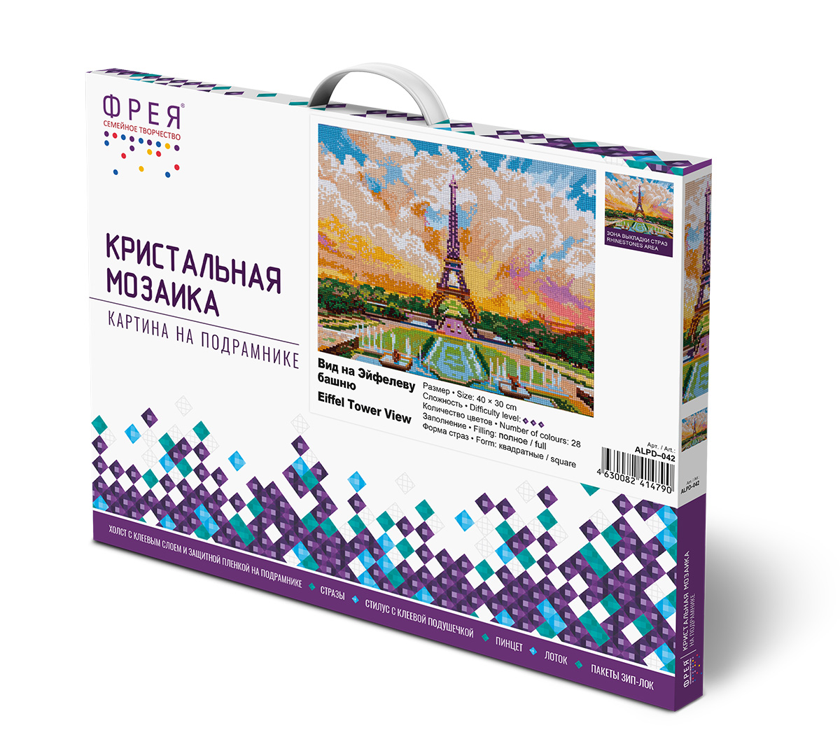 Кристальная (алмазная) мозаика  ФРЕЯ ALPD-042 на подрамнике Вид на Эйфелеву башню 40 х 30 см Фото 2.