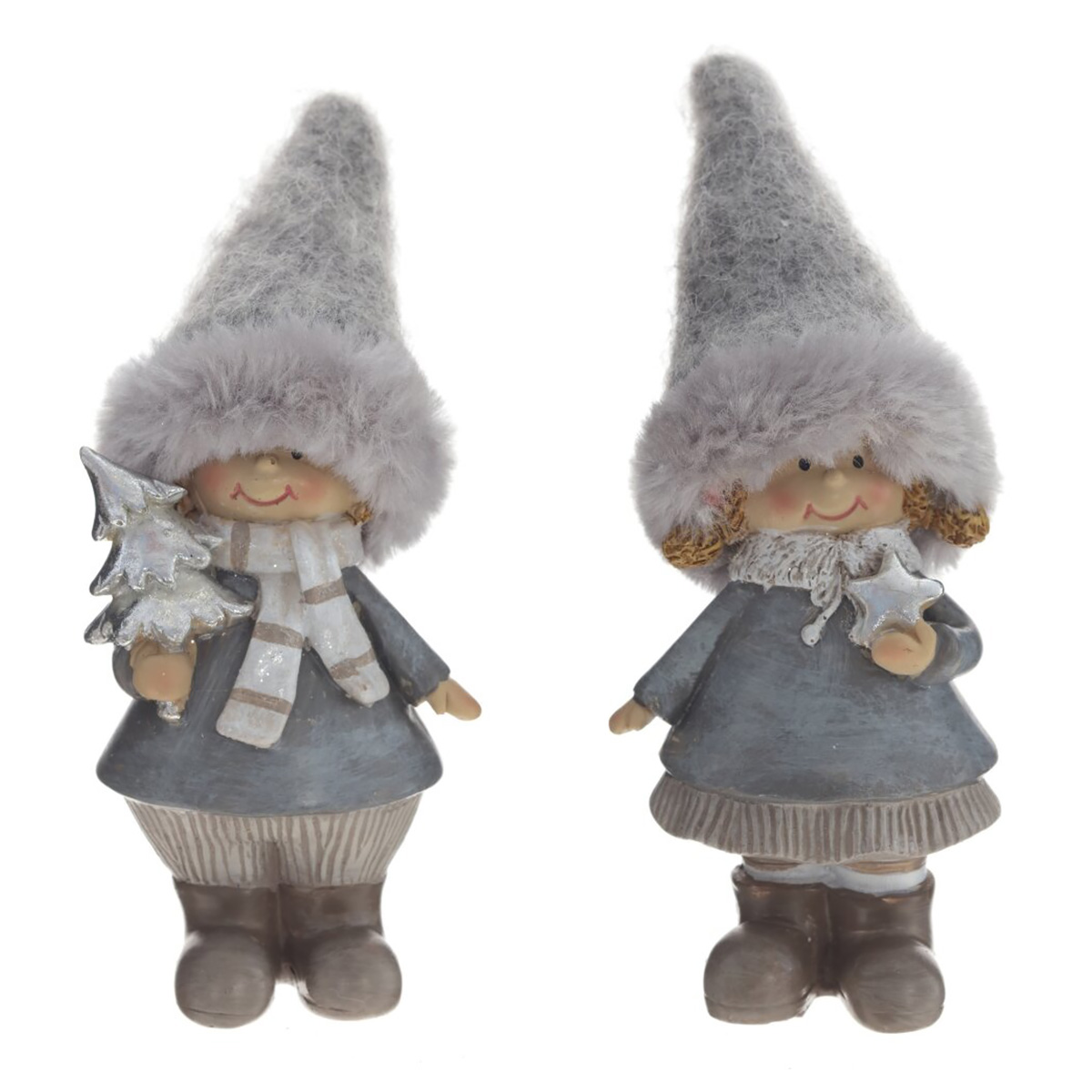 793909 Фигурка декоративная Девочка/Мальчик 6 х 5 х 15 см Серый Фото 1.