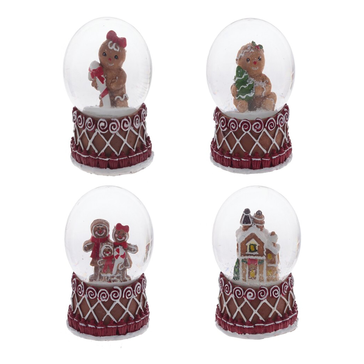 808389 Фигурка декоративная в стеклянном шаре Пряник d 4.5 см 7 см Коричневый Фото 1.