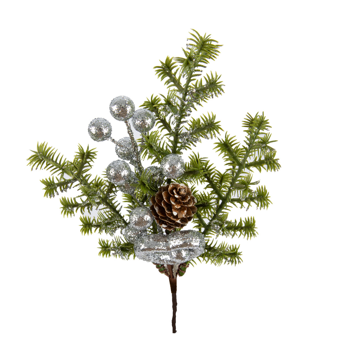 Blumentag VDF-133 Веточка хвойная с шишкой и ягодами 1 шт. 30 см 01 Фото 3.