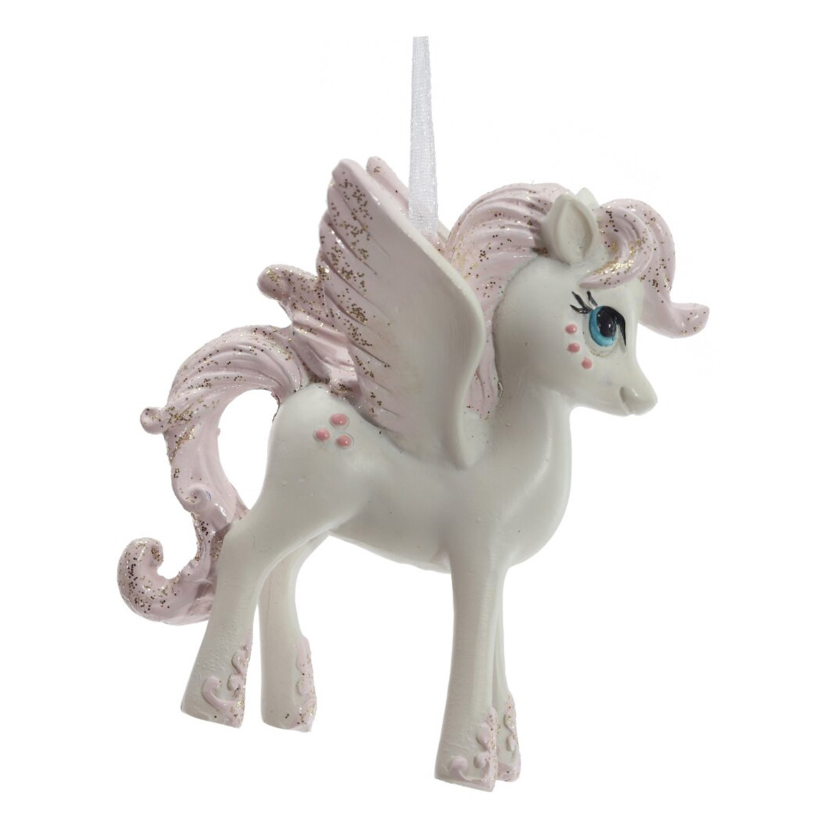 826227 Фигурка декоративная подвесная Лошадка 7 х 3 х 8 см Белый, Розовый Фото 3.