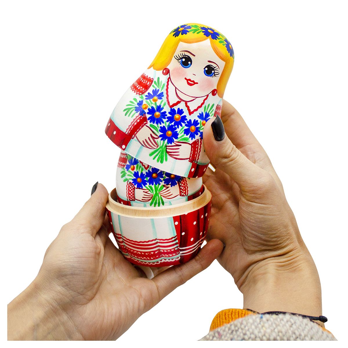 Брестская фабрика сувениров Матрешка 7 в 1 расписная 7 х 7 х 13.5 см с васильками 7010 Фото 7.