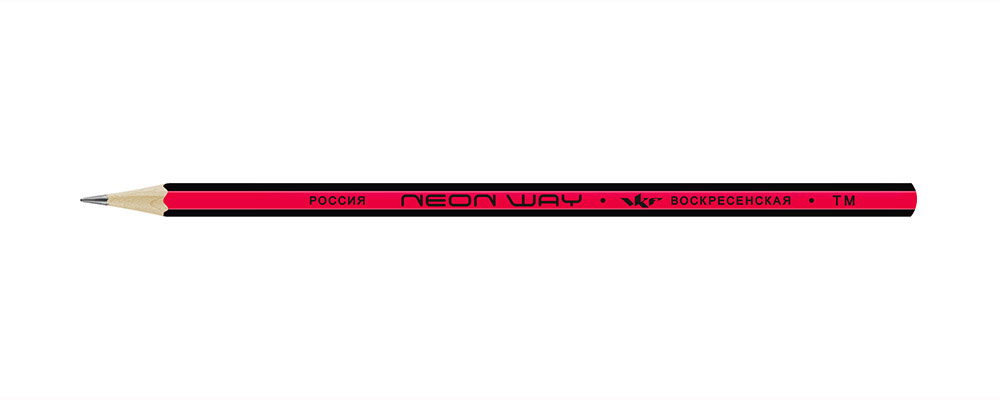 ВКФ Neon way NW06-12Д Карандаш графитный неон с полосатыми гранями заточенный ТМ (HB) 1561 розово-оранжевый Фото 1.
