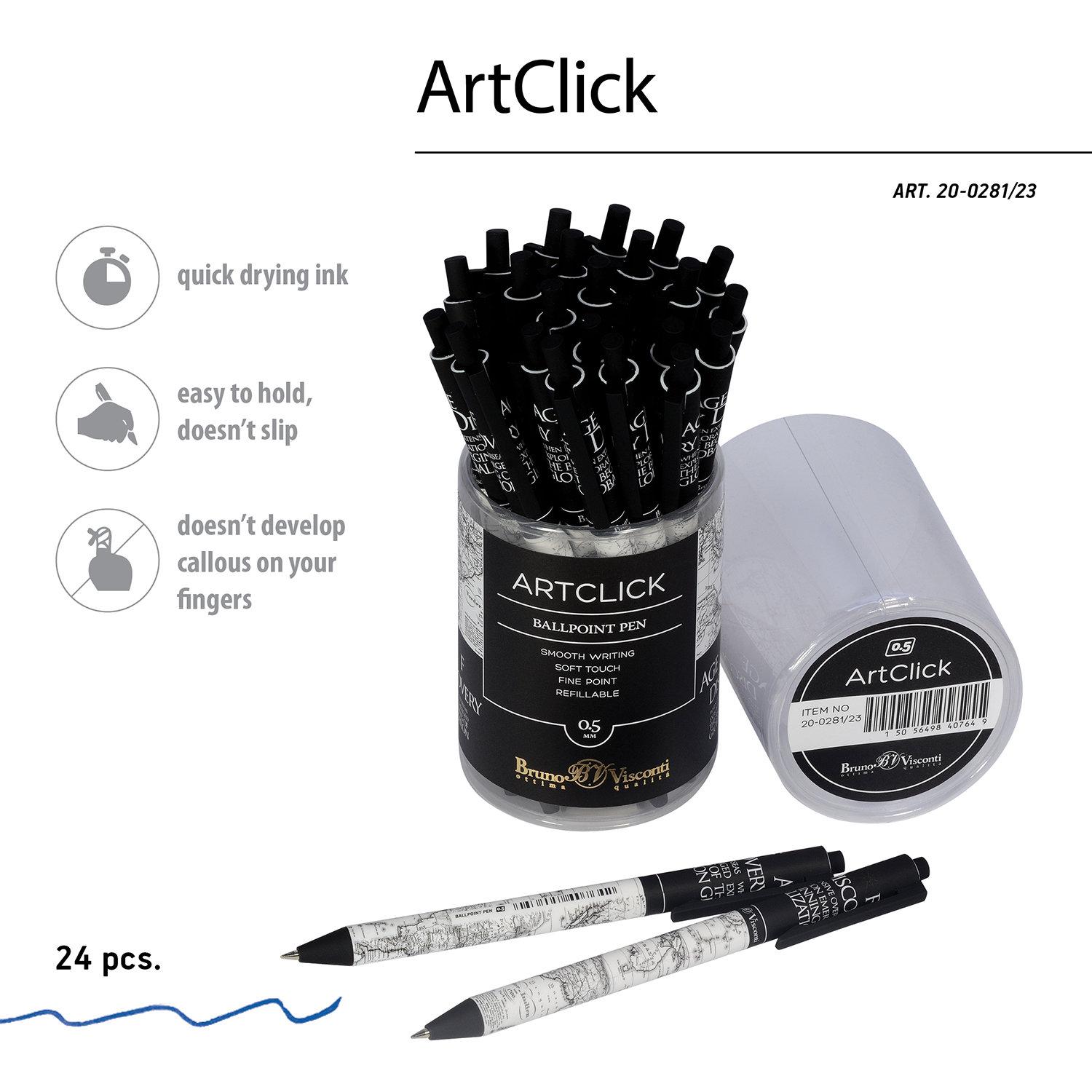 Bruno Visconti ручка шариковая ArtClick 0.5 мм 20-0281/23 Карта мира цвет чернил: синий Фото 3.