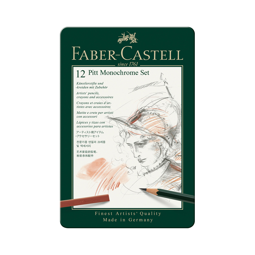 Faber Castell Набор художественных изделий Pitt Monochrome 12 предметов 112975 12 предметов, метал. кор. Фото 1.