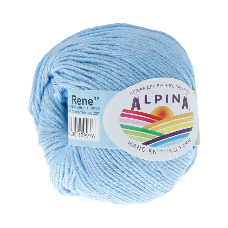 Пряжа ALPINA RENE 100% мерсеризованный хлопок 50 г 105 м №083 голубой Фото 1.