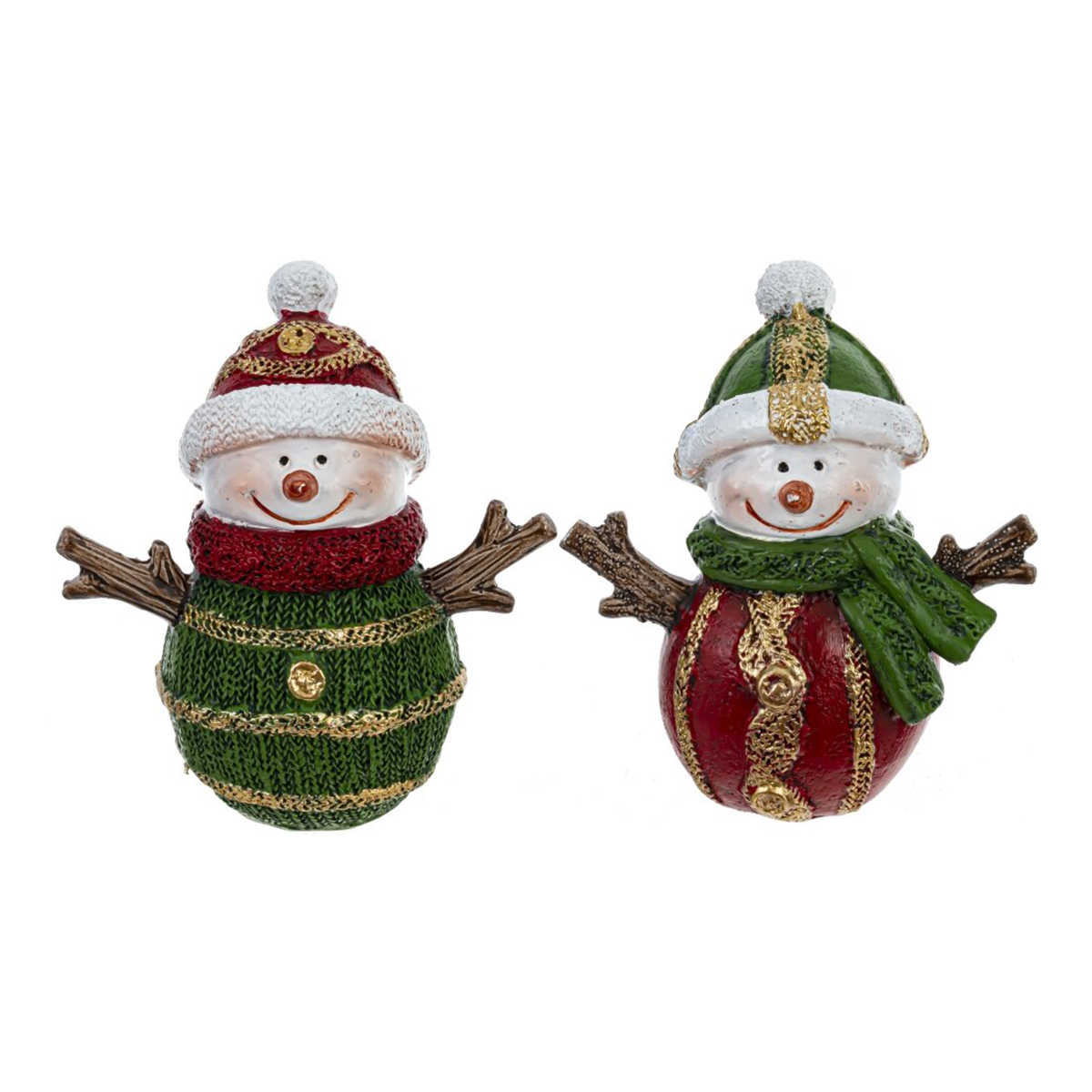 812588 Фигурка декоративная Снеговик 8 х 4 х 8.5 см Зеленый, Красный Фото 1.