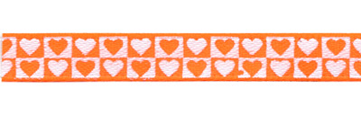 Лента 6 мм ( 1/4 ) Gamma ALP-061 с рисунком 3 м H8/023 сердца/рыжий Фото 1.