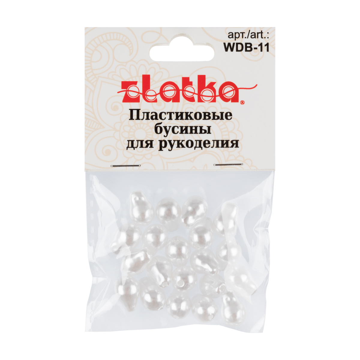 Бусина Zlatka пластик WDB-11 11 х 9 мм 20 шт №01 маленькая капля под жемчуг Фото 2.