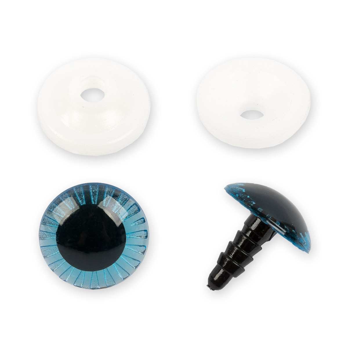 HobbyBe PGSL-18 Глаза пластиковые с фиксатором (с лучиками) d 18 мм 2 шт. синий Фото 1.