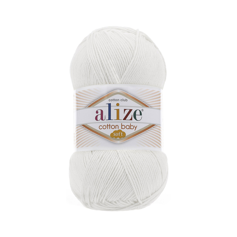 Пряжа Alize Cotton Baby Soft 50% хлопок, 50% акрил 100 г 270 м 055 белый Фото 1.