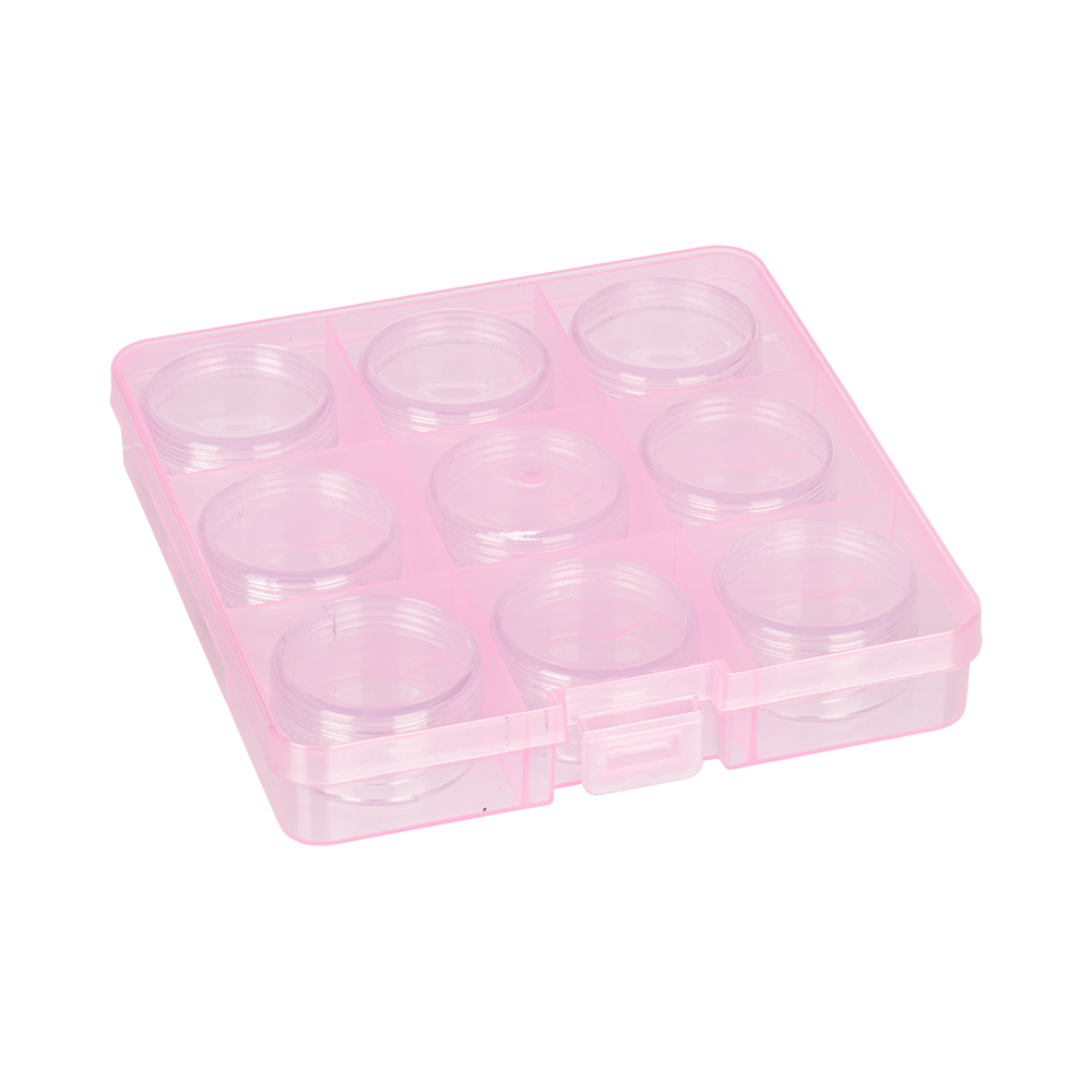 Gamma Коробка пластик для шв. принадл. OM-086-057 пластик 13.5 x 13.7 x 2.3 см розовый\прозрачный Фото 1.