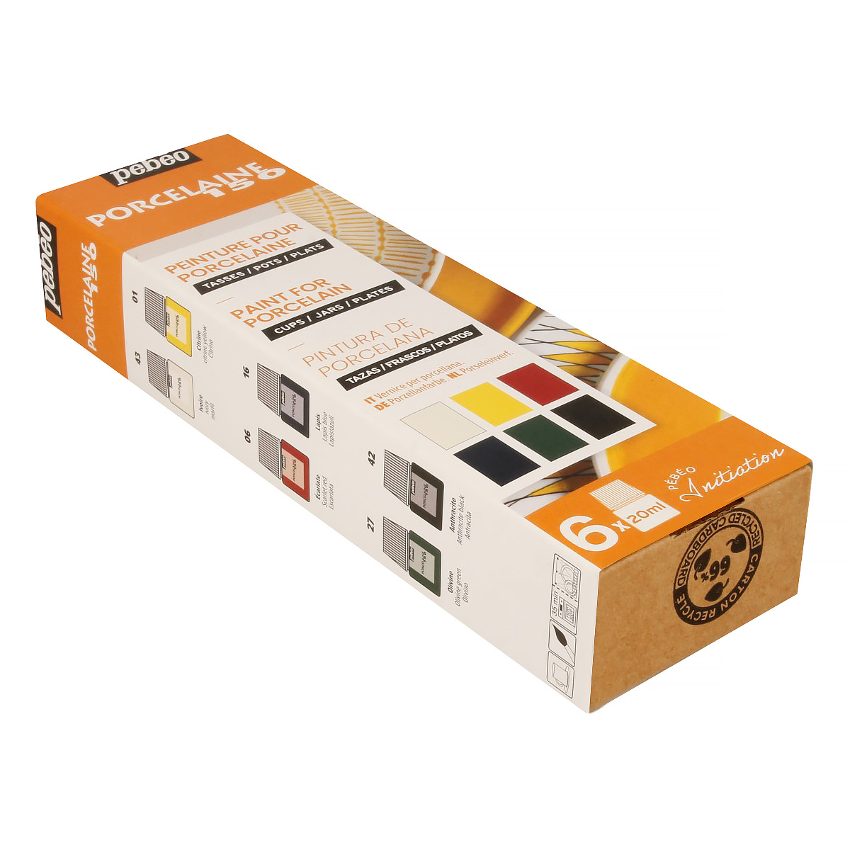 PEBEO Набор красок Porcelaine 150 Открытие по фарфору и керамике под обжиг 6 цв. х 20 мл 756471 №1 глянцевые Фото 2.