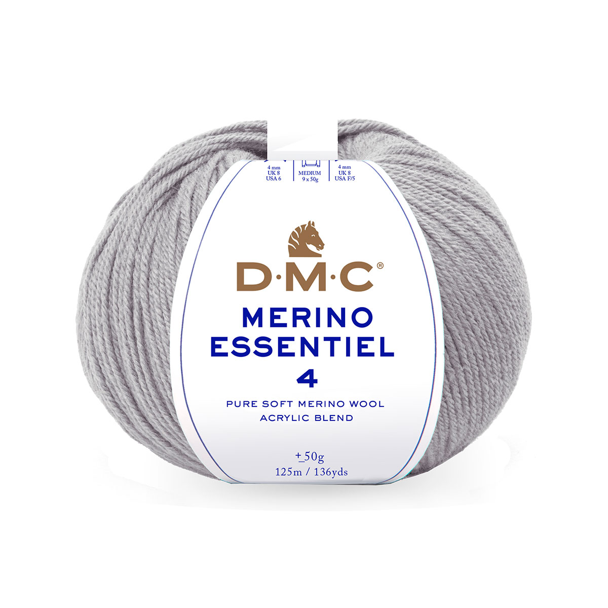 Пряжа DMC 8149 Merino Essentiel 4 50% шерсть, 50% акрил 50 г 125 м 885 св.серый Фото 1.