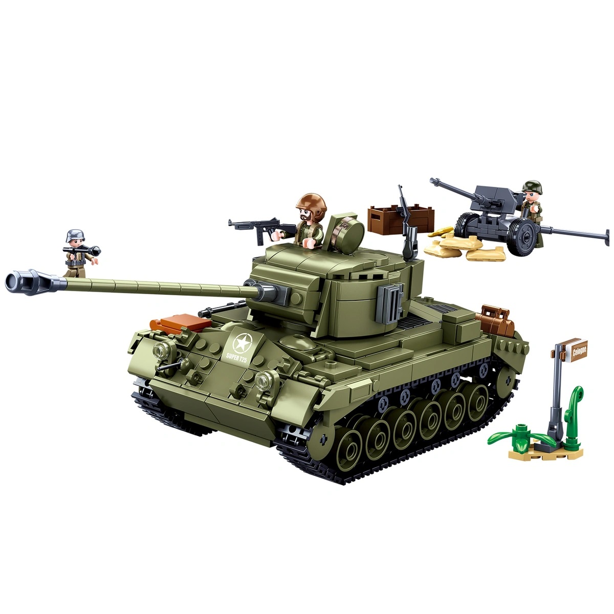 Военный танк гараж (звуки, подсветка, разлагается, мини-модели, подвижные элементы) HS 8010 A