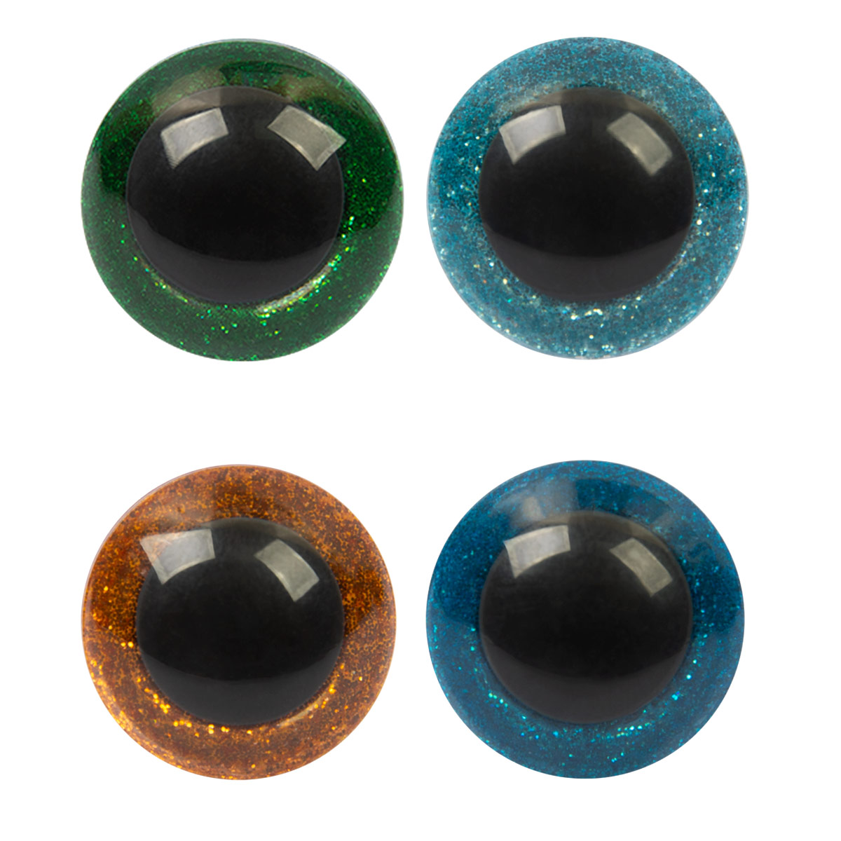 HobbyBe PGSB-20 Глаза пластиковые с блестящей вставкой d 20 мм 2 шт. зеленый Фото 3.