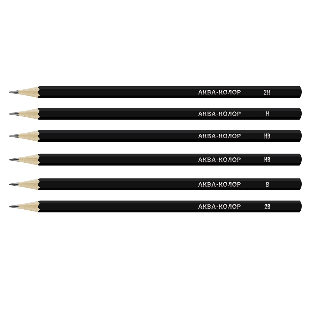 Аква-колор Изостудия IZO-GP6B Набор чернографитных карандашей заточенный 6 шт. Фото 2.
