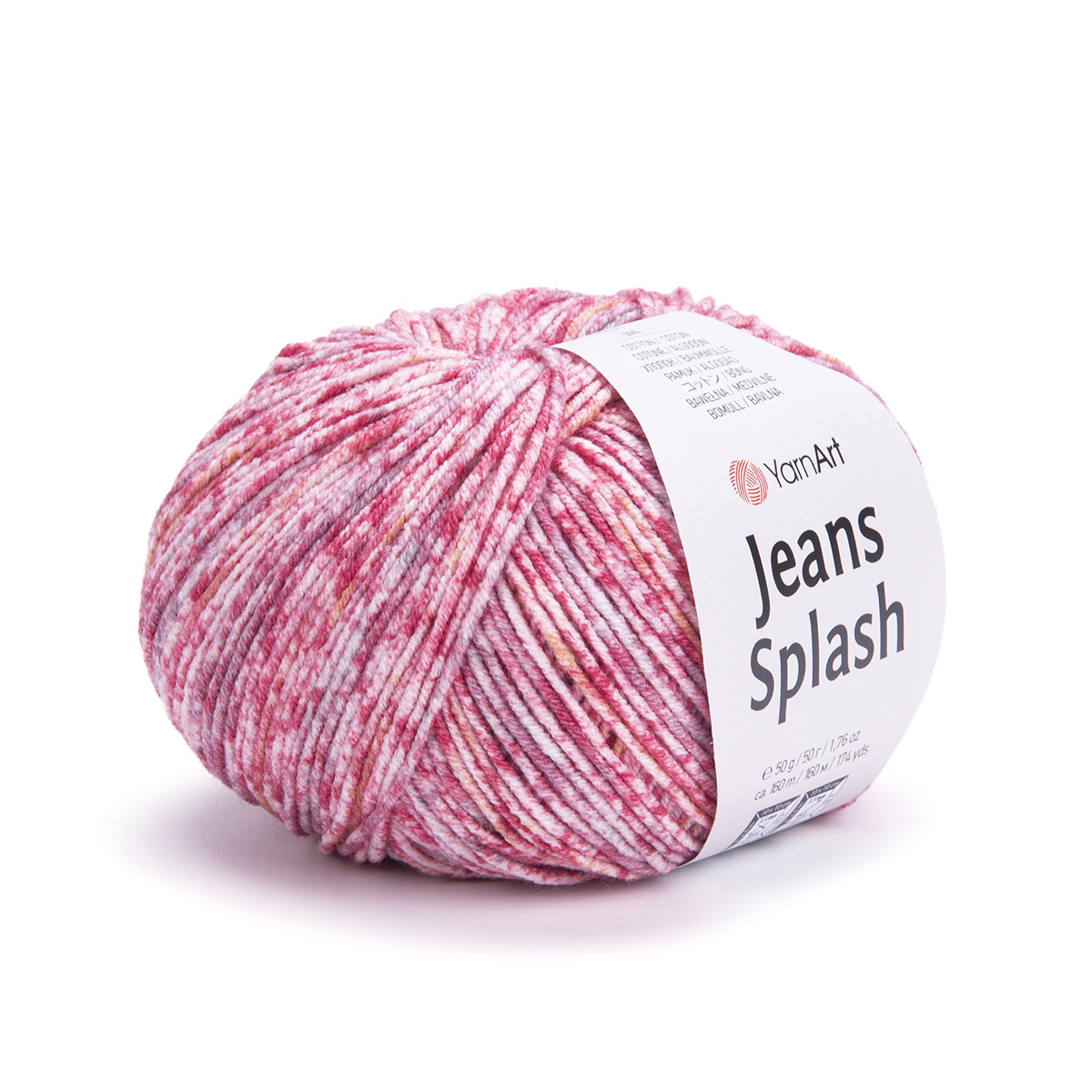 Пряжа YarnArt Jeans Splash 55% хлопок, 45% акрил 50 г 160 м 941 красно-розовый Фото 1.