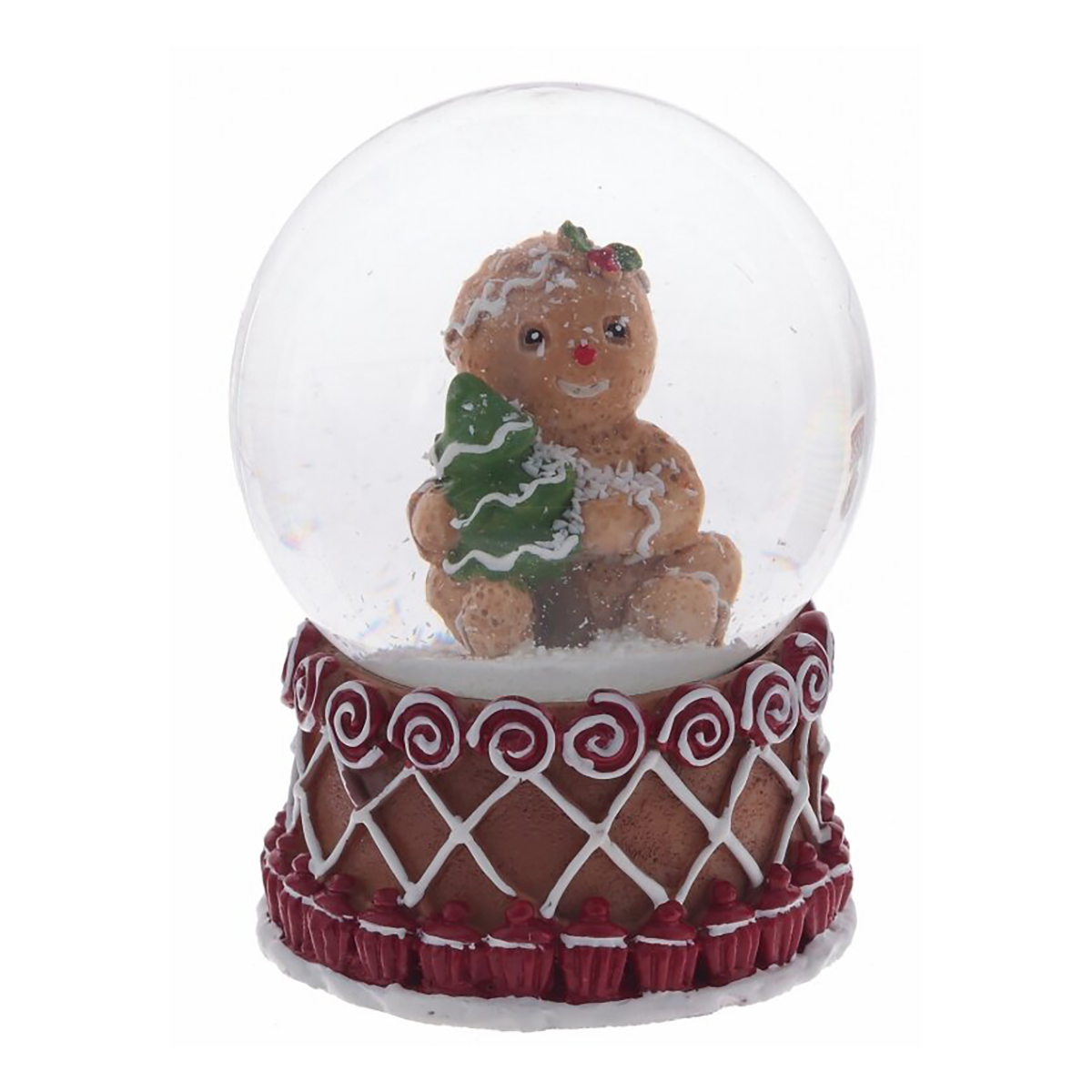 808389 Фигурка декоративная в стеклянном шаре Пряник d 4.5 см 7 см Коричневый Фото 4.