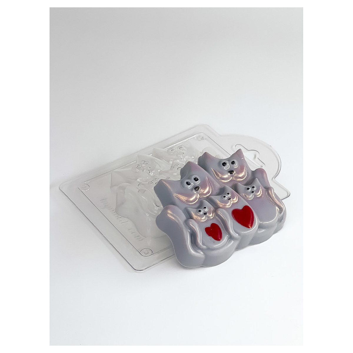 AnyMolds Форма пластиковая для мыла ПЭТ Семья котиков Фото 2.