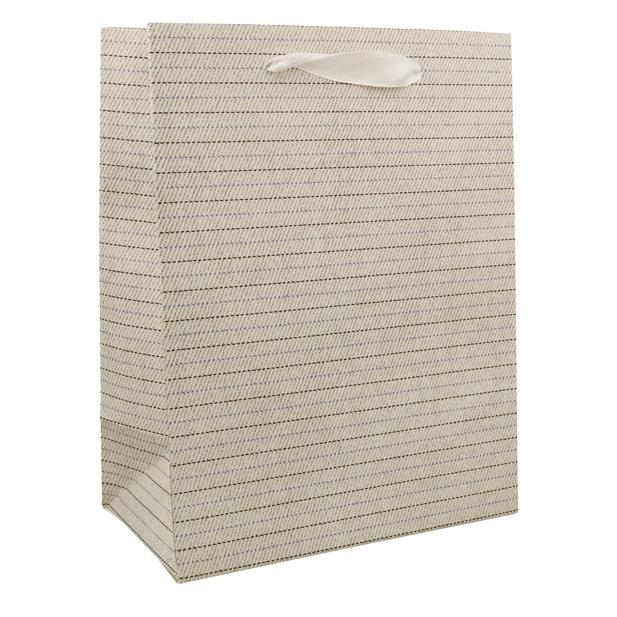 Пакет подарочный 18 х 23 х 10 см с графическим рисунком продольные, поперечные, диагональные полосы (белый, кремовый, т. синий, черный) M1081 Фото 3.