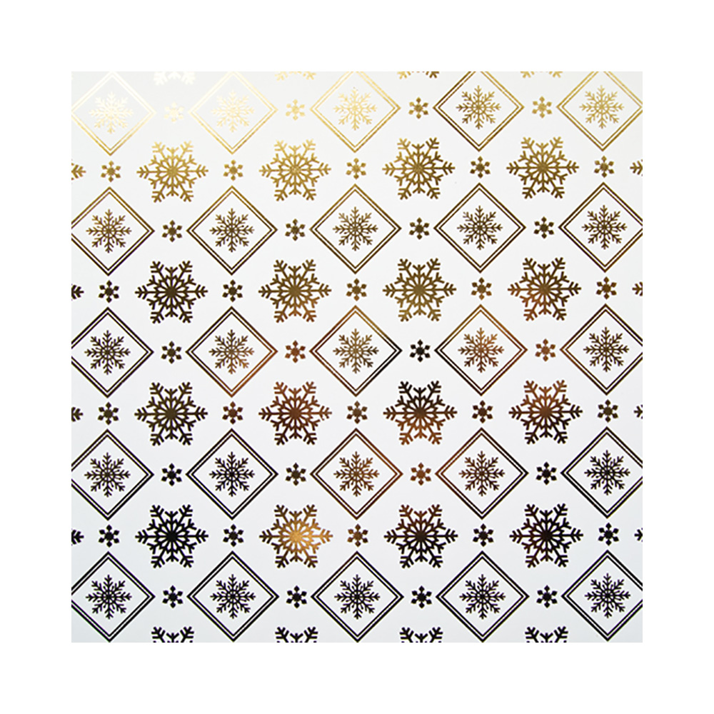 Бумага для скрапбукинга Лоза Бумага Тиснение 250 г/кв.м 21 х 29.7 см 3 л. БТ003-31 желтым золотом Снежинки Фото 1.