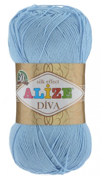 Пряжа Alize Diva 100% микрофибра 100 г 350 м 350 голубой светлый Фото 1.