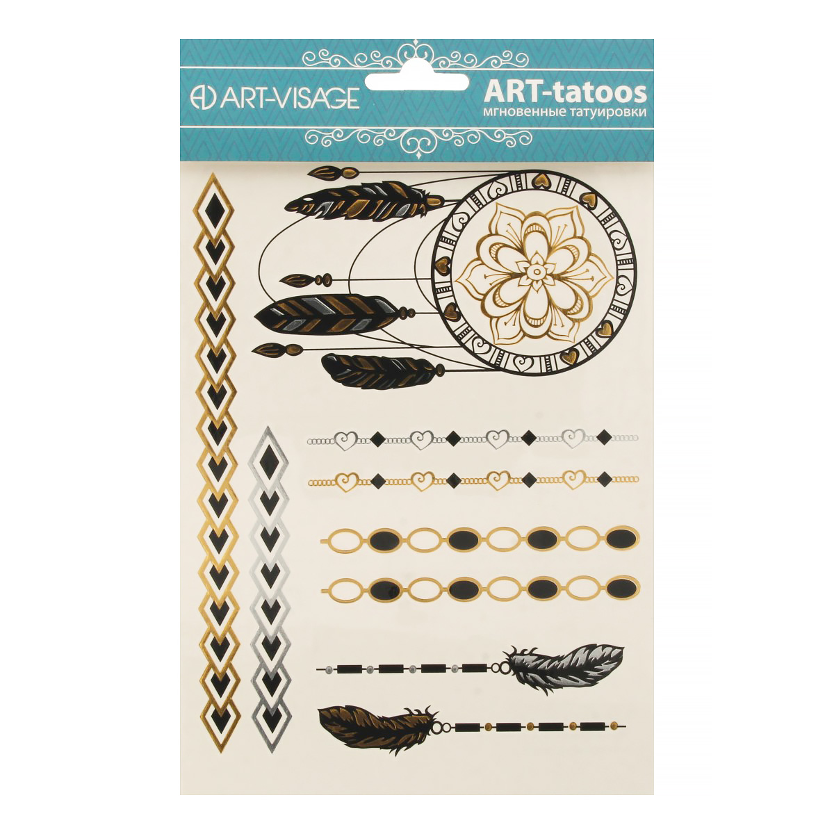 AV Art-tatoos Тату дизайн AV046612 23 - Ловец снов, браслеты (золото, серебро, черный) Фото 1.