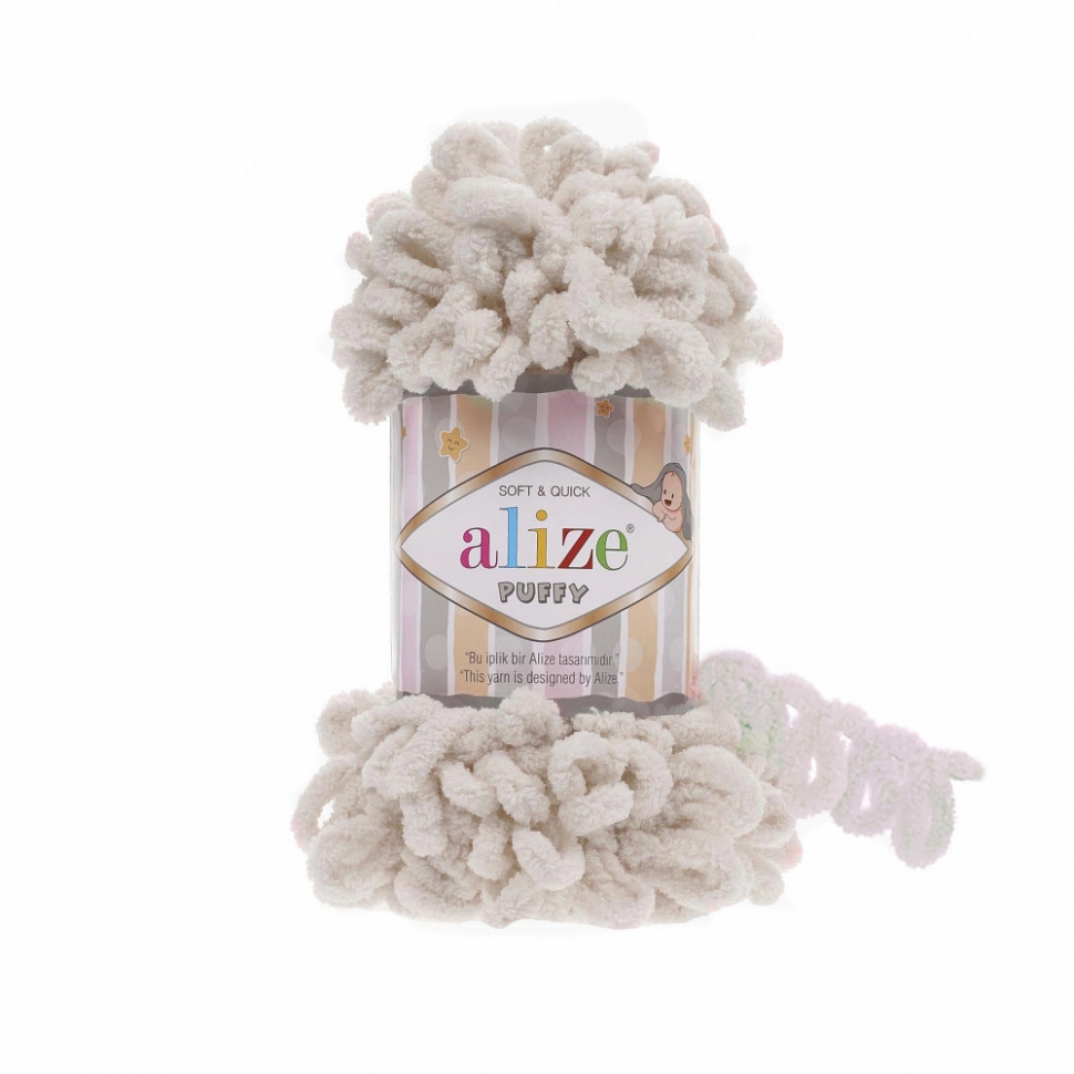 Пряжа Alize Puffy 100% микрополиэстер 100 г 9.5 м 599 слоновая кость Фото 1.