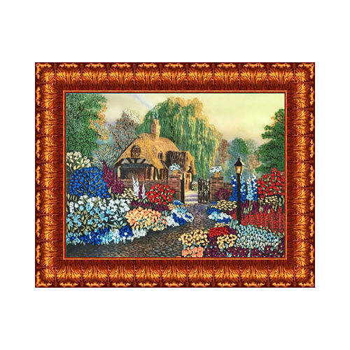 Набор для вышивания Каролинка №16 лентами Цветы у дома 3005 25.5 х 35 см Фото 1.
