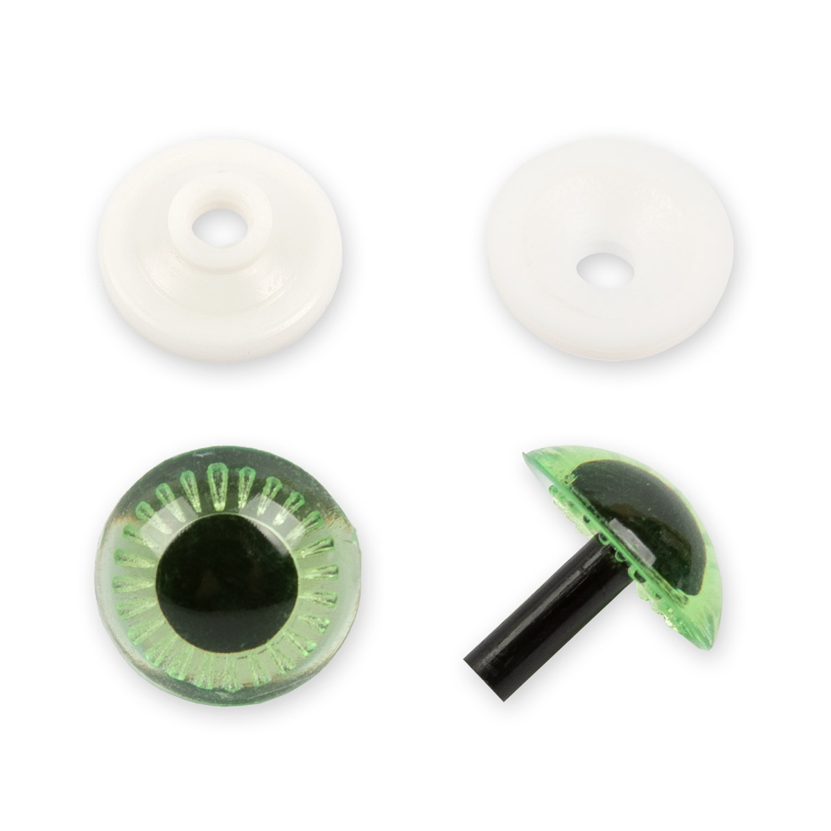 HobbyBe PGSL-13 Глаза пластиковые с фиксатором (с лучиками) d 13 мм 2 шт. зеленый Фото 1.